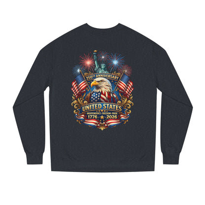 250th Anniversary United States Sweatshirt — Patriotic Eagle, Flags & Fireworks (1776–2026)