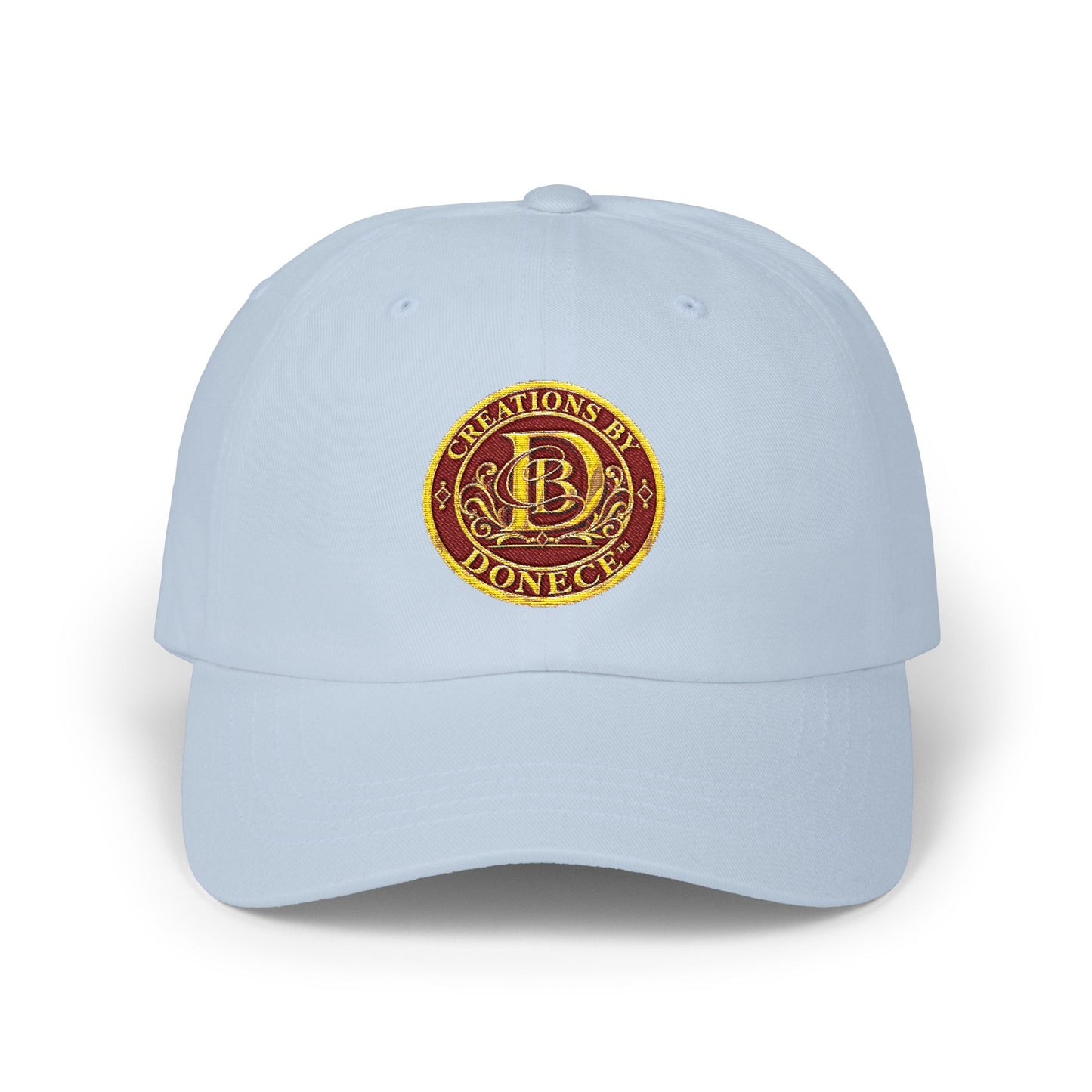 Embroidered Crest Dad Cap — Vintage Seal Monogram Baseball Hat