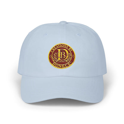 Embroidered Crest Dad Cap — Vintage Seal Monogram Baseball Hat