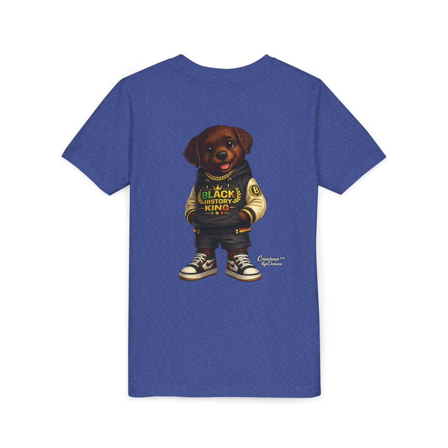 Youth Tee — 'Black History King' Puppy Graphic Shirt