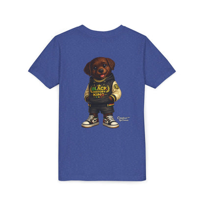 Youth Tee — 'Black History King' Puppy Graphic Shirt