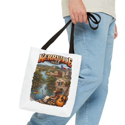 Kerrville Texas Scenic Tote Bag — River, Guitar & Hill Country Souvenir