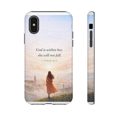 Inspirational Psalm 46:5 Phone Case — 'God is within her, she will not fall' Christian Phone Cover