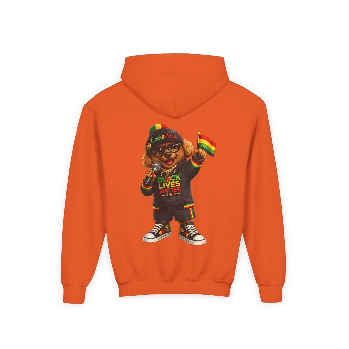 Youth Hoodie — Black Lives Matter Rasta Bear Kids Pullover