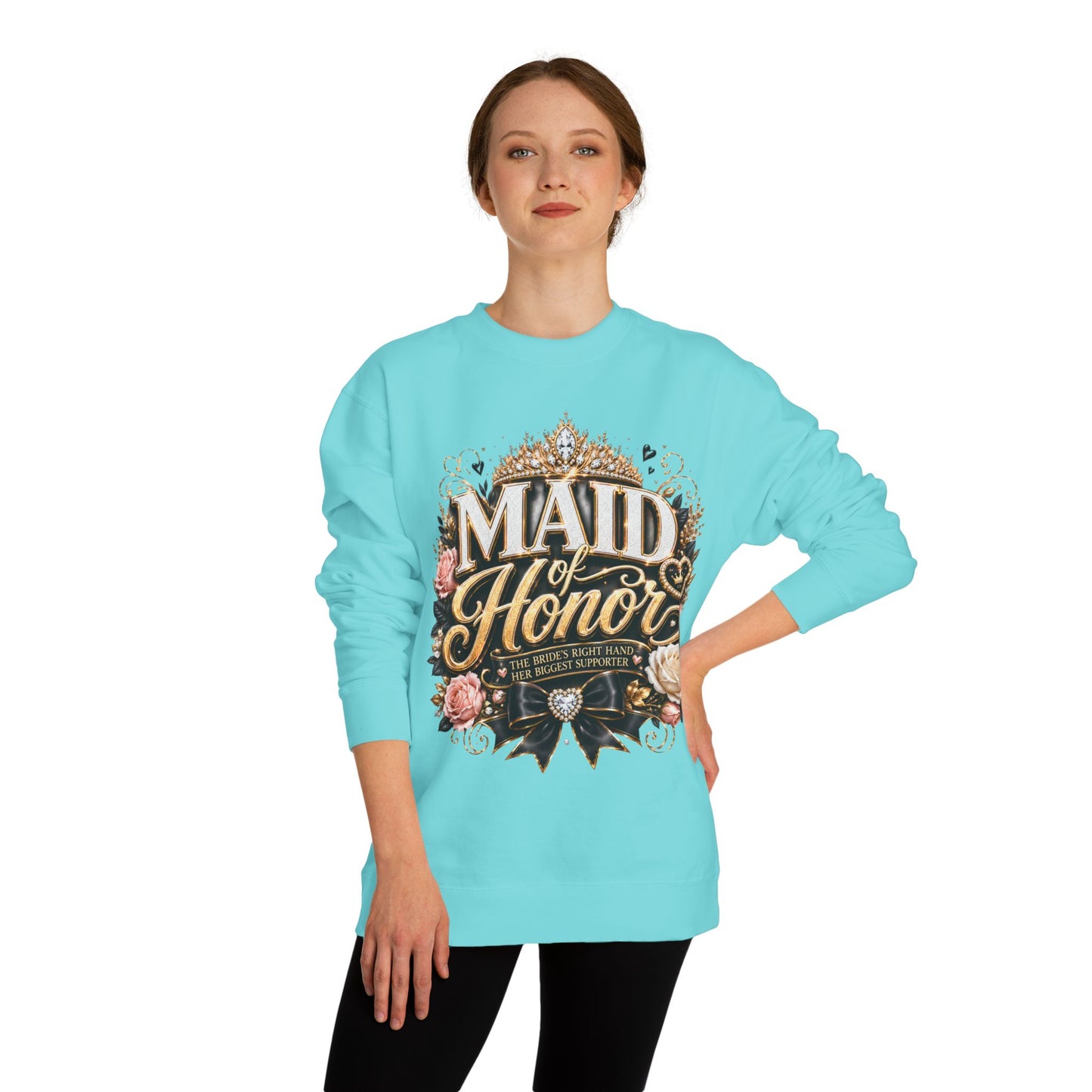 Maid of Honor Sweatshirt - Floral Crown Bridal Party Crewneck