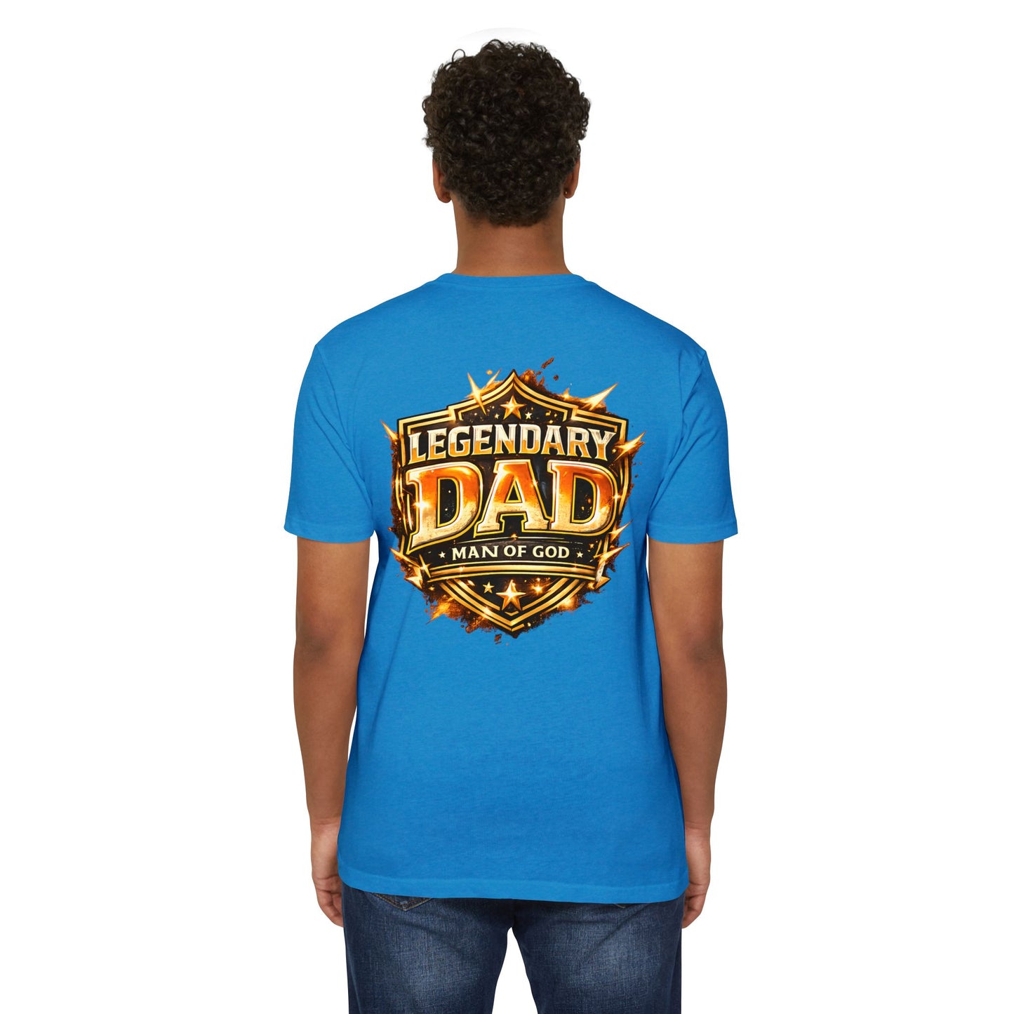 Legendary Dad T-Shirt – "Man of God" Shield Design