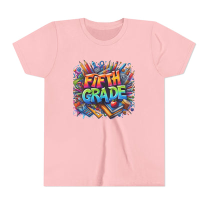 Fifth Grade Kid's Tee - Colorful School Supplies Back to School T-Shirt