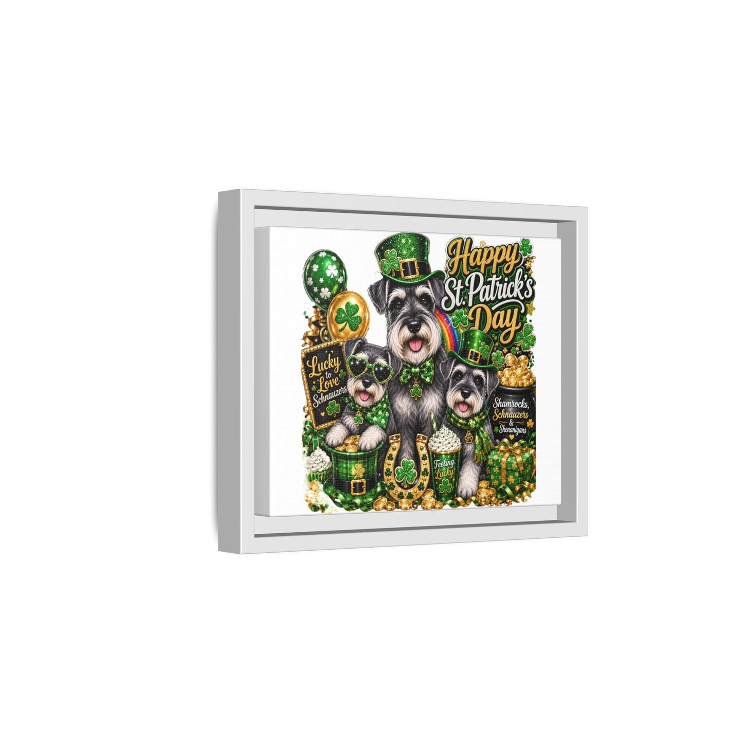 Happy St. Patrick's Day Schnauzer Canvas Print