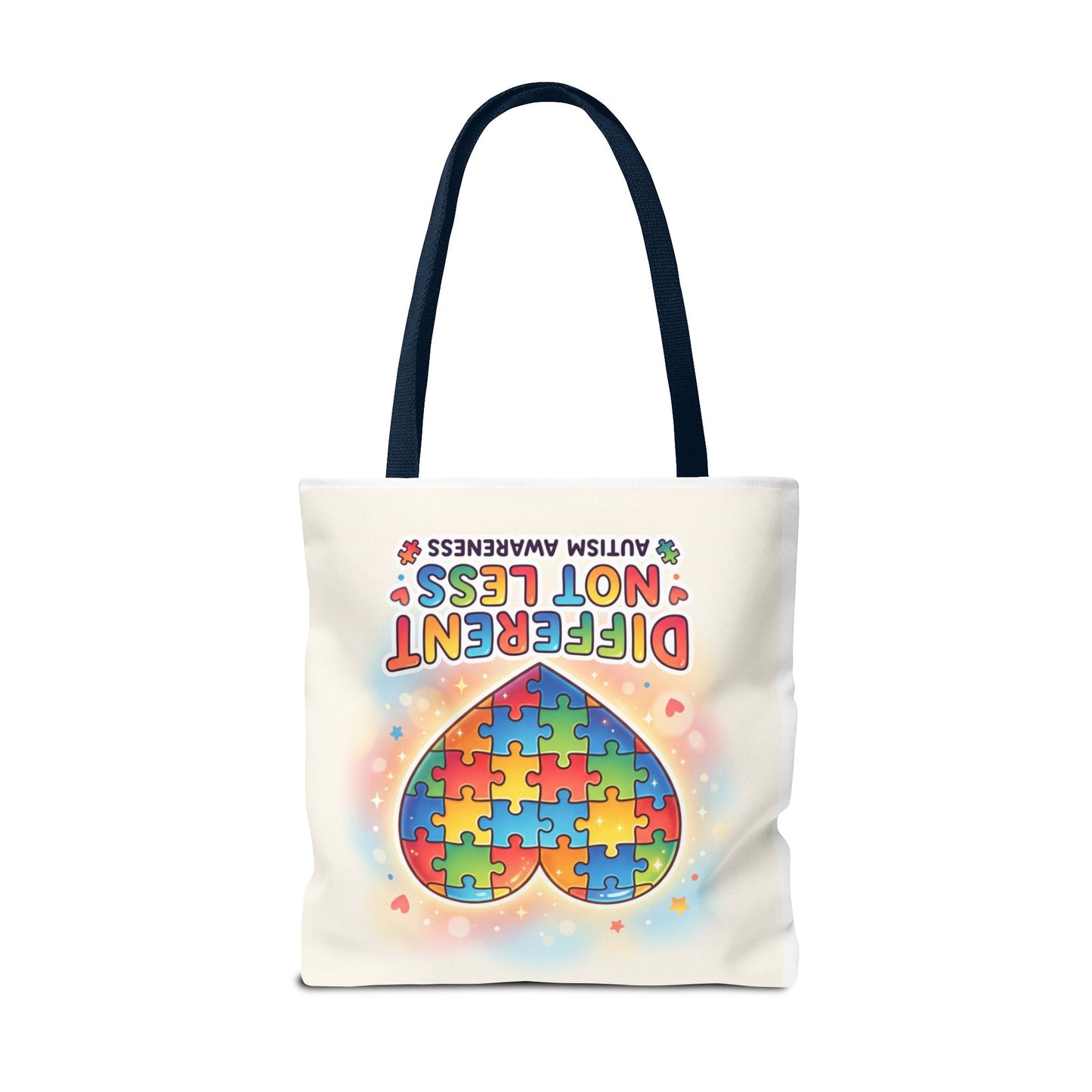 Autism Awareness Tote Bag — "Different Not Less" Puzzle Heart Design