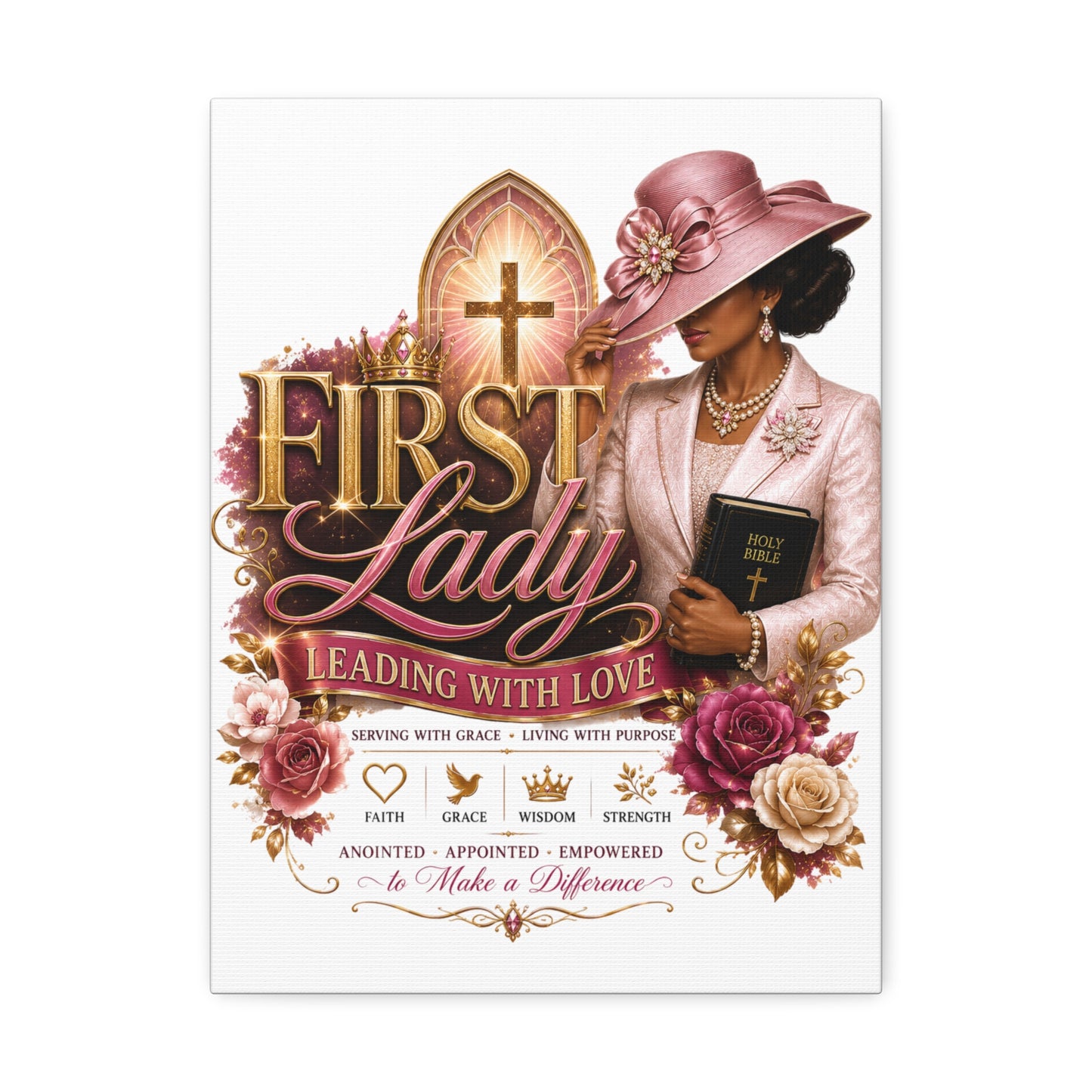 First Lady Leading With Love Canvas Wall Art — Faith-Based Church Decor