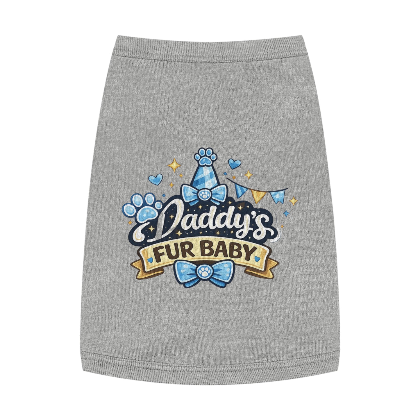 Pet Tank — "Daddy's Fur Baby" Blue Bow Paw Print Dog Tank Top