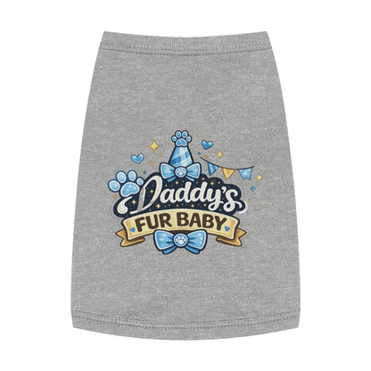 Pet Tank — "Daddy's Fur Baby" Blue Bow Paw Print Dog Tank Top