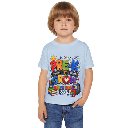 Pre-K Toddler T-Shirt – “Pre-K Where Little Minds Grow and Adventure Begin” Colorful Back-to-School Tee