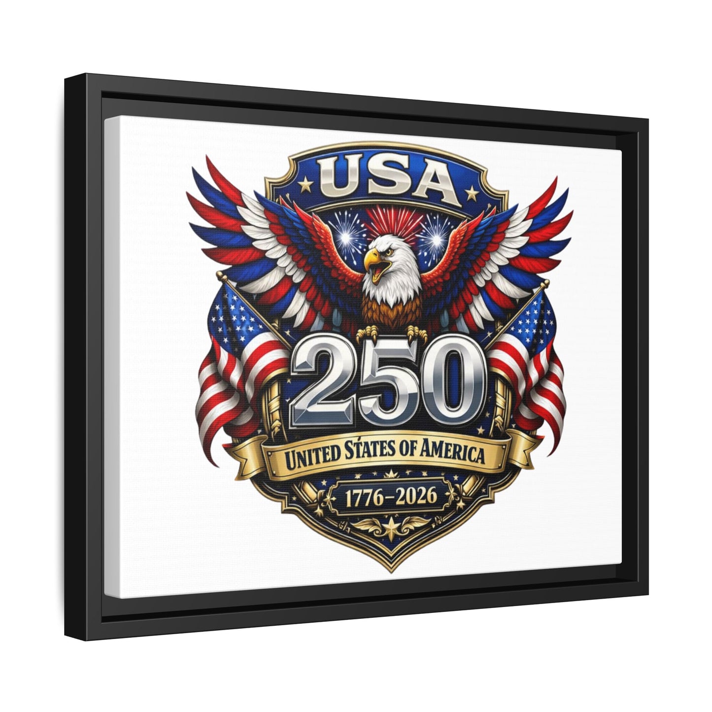 USA 250 Anniversary Framed Canvas — Patriotic Eagle 1776–2026 Wall Art