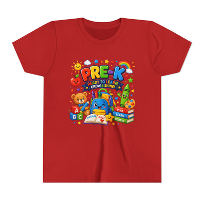 Pre-K Ready To Learn Kids T-Shirt — Colorful Preschool Back-to-School Tee