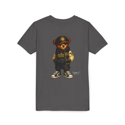 Youth Tee — Streetwear Teddy Bear Graphic (Black Varsity)