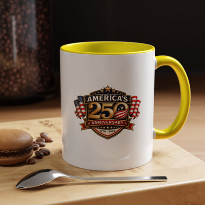 25th Anniversary America Accent Coffee Mug — Patriotic Flag Keepsake (11/15 oz)
