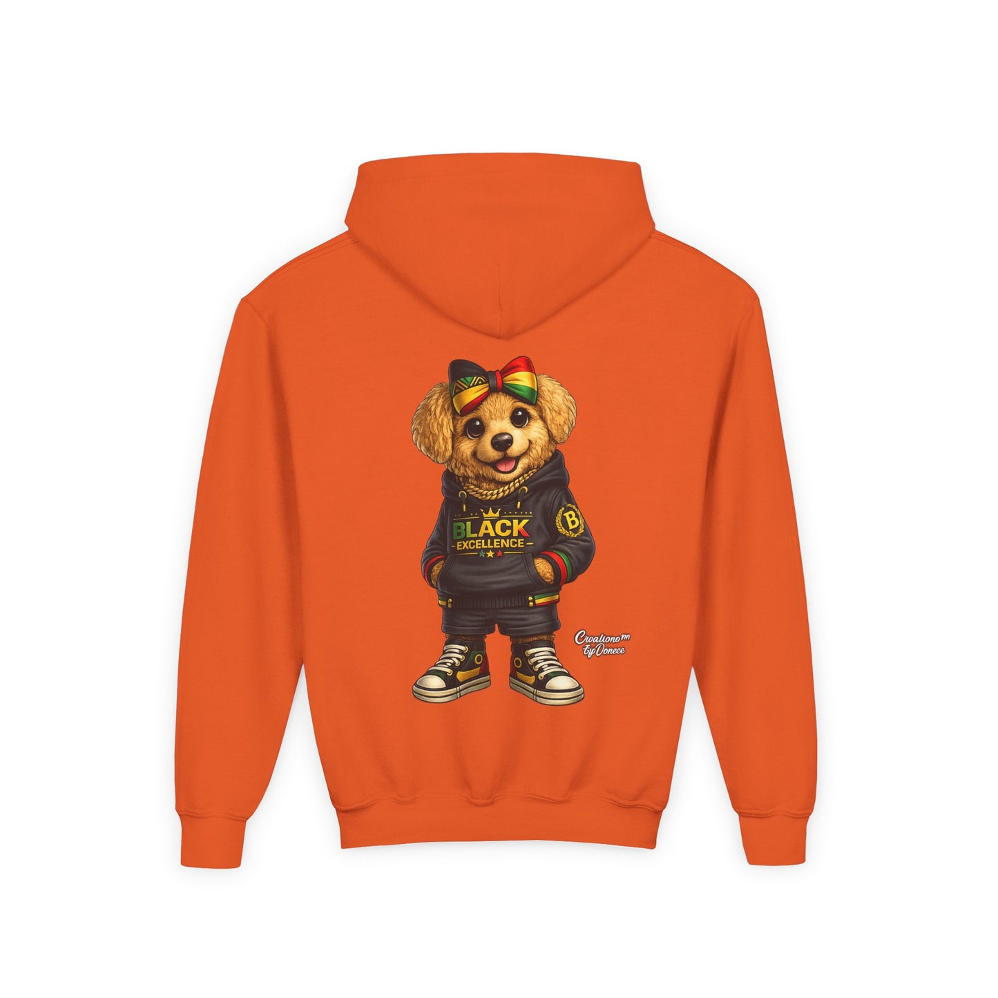 Youth Hoodie — Black Excellence Bear Graphic Sweatshirt (Kids)
