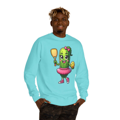 Pickle Paddle T-Shirt — Cute Pickle Playing Pickleball Crewneck