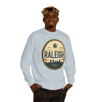 Raleigh Skyline Crewneck Sweatshirt — Vintage Maple Logo
