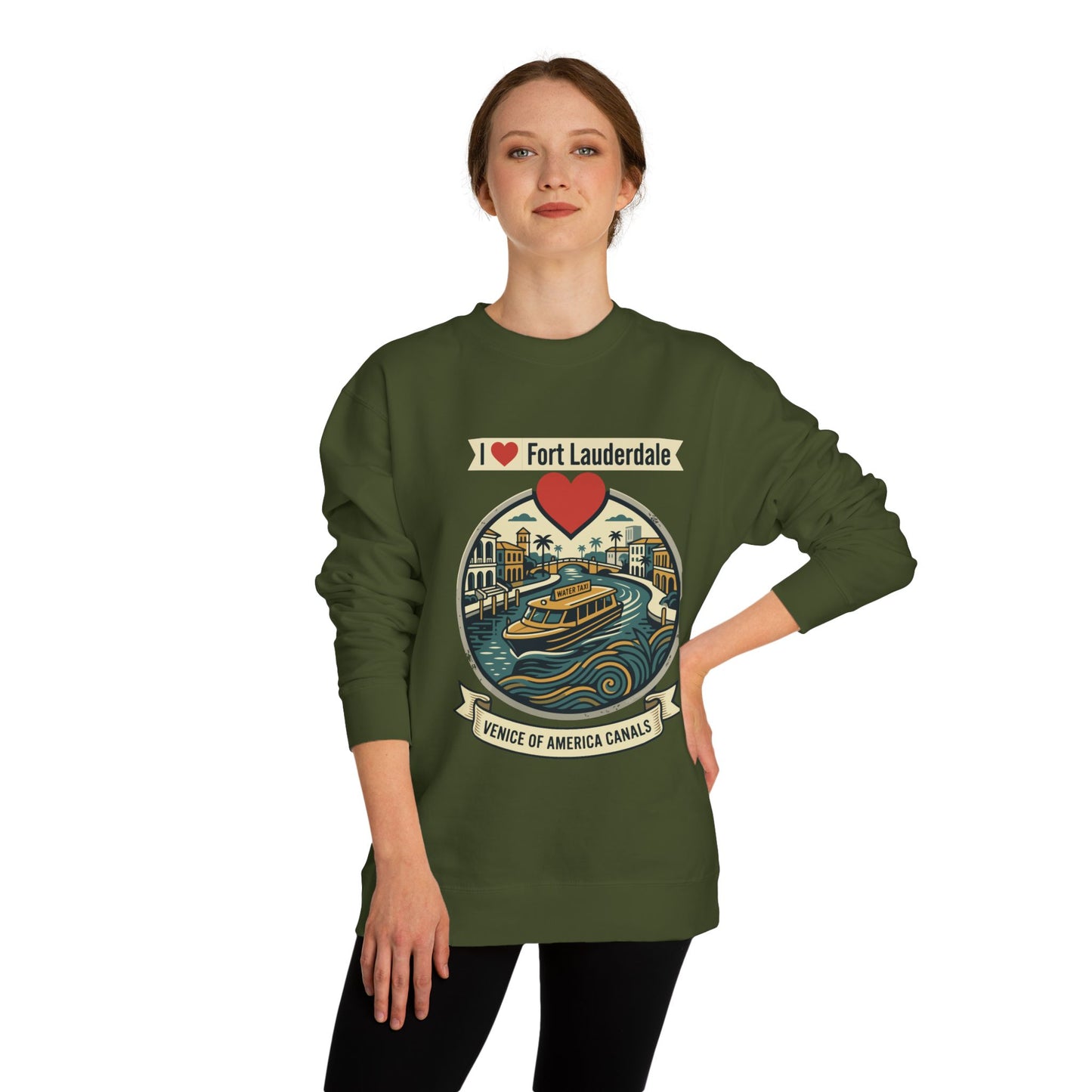 I  Fort Lauderdale Crewneck Sweatshirt — Venice of America Canals Graphic
