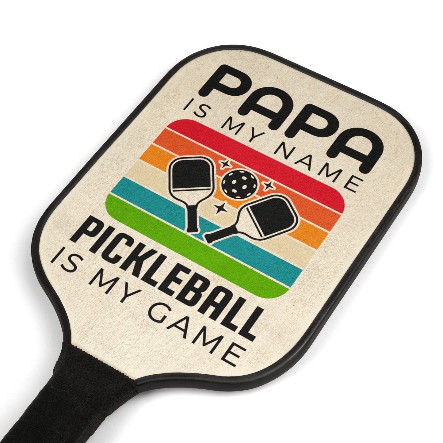 Papa Is My Name Pickleball Paddle Set – Retro 'Pickleball Is My Game' Kit (2 Paddles + Balls)
