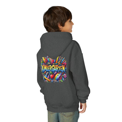 Kindergarten Kids Hoodie — Colorful School Supplies Back-to-School Sweatshirt