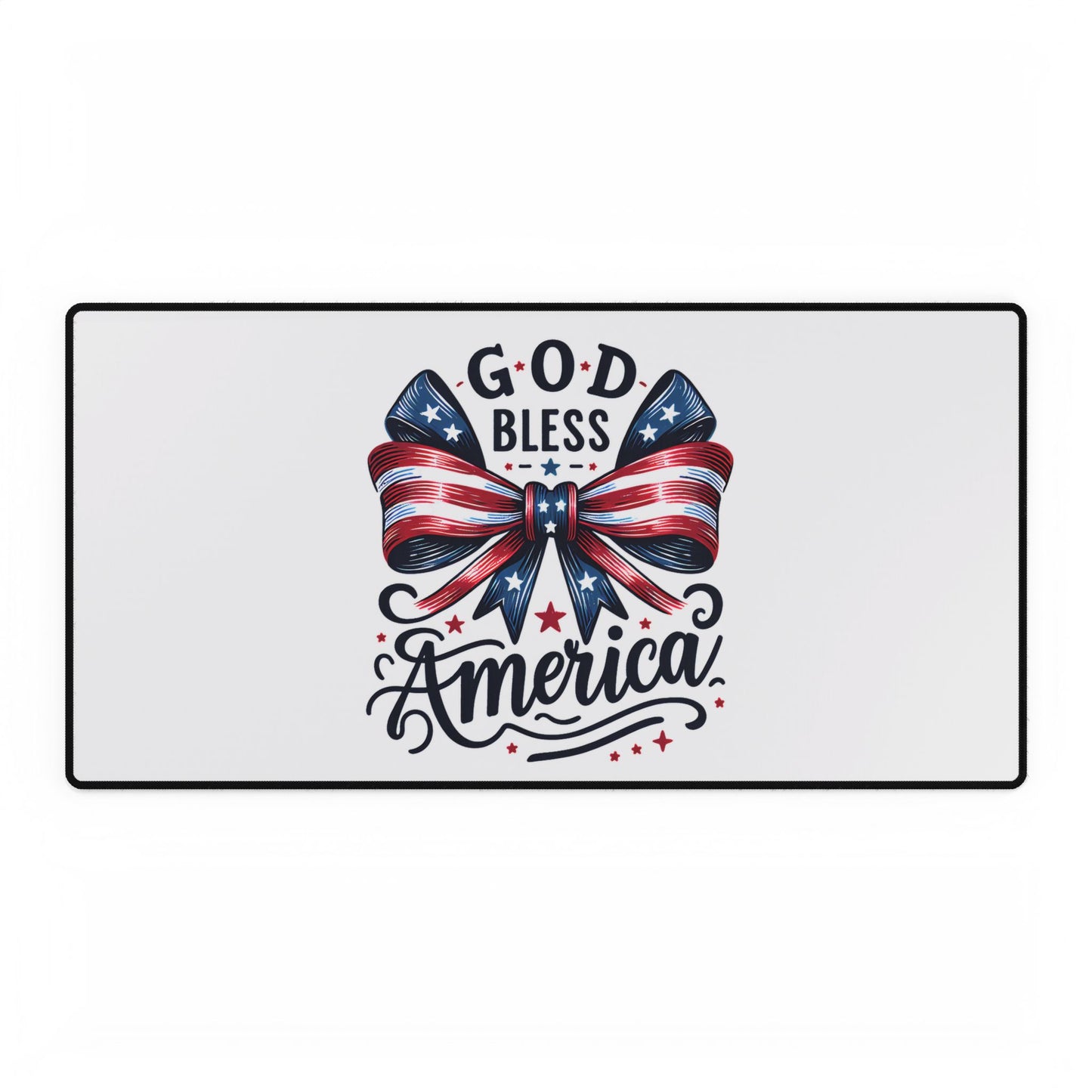 Patriotic "God Bless America" Desk Mat — USA Flag Bow Gaming & Office Desk Pad