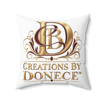 Decorative Logo Pillow — "Creations by Donece" Gold Monogram Accent Pillow