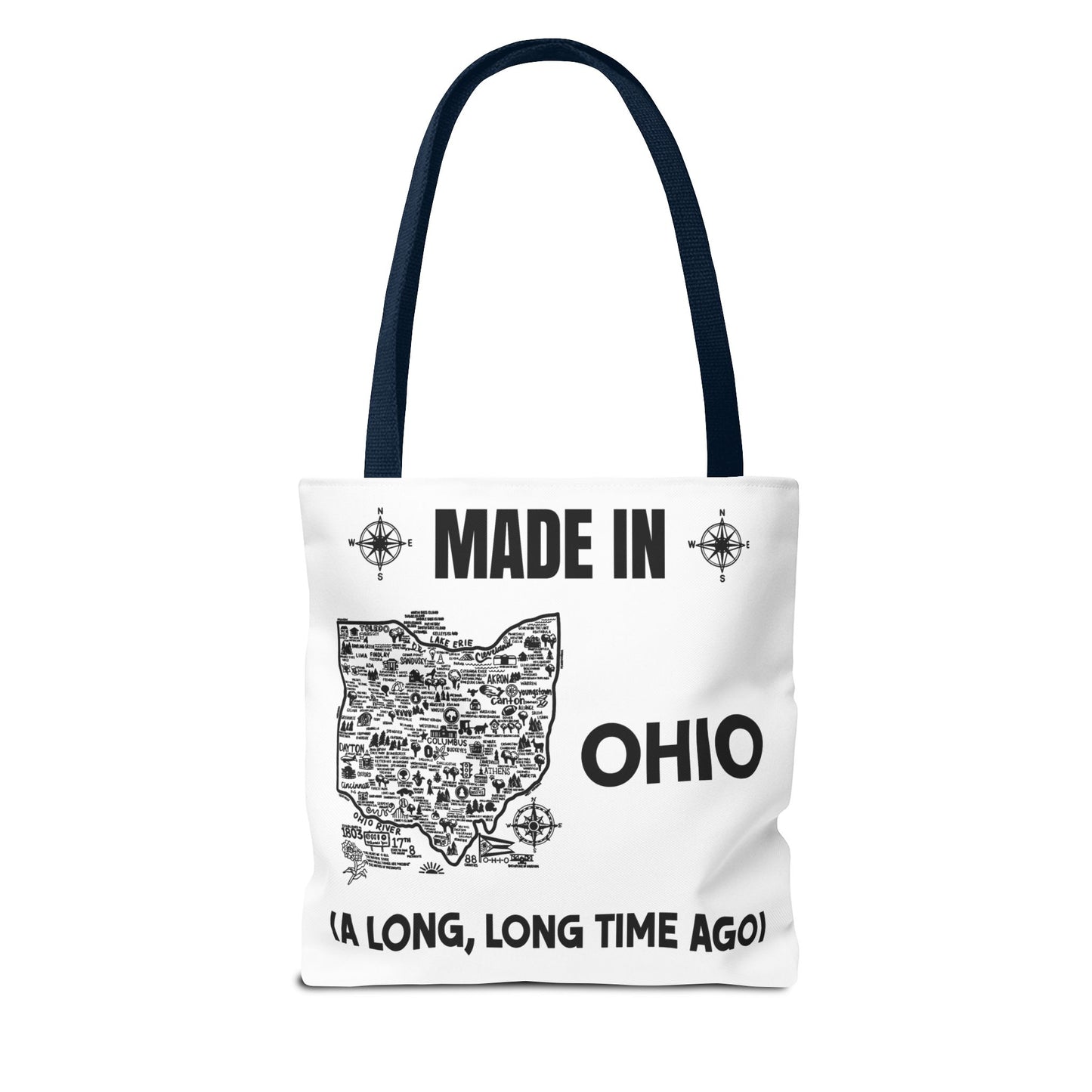 Made in Ohio Tote Bag — Vintage Map Design "A Long, Long Time Ago"