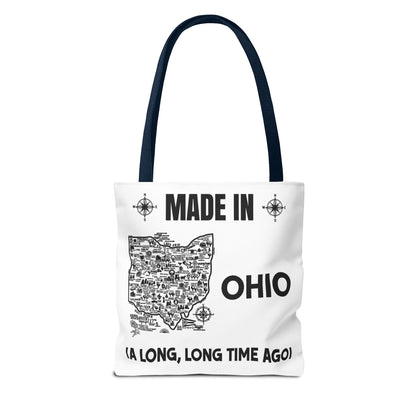 Made in Ohio Tote Bag — Vintage Map Design "A Long, Long Time Ago"