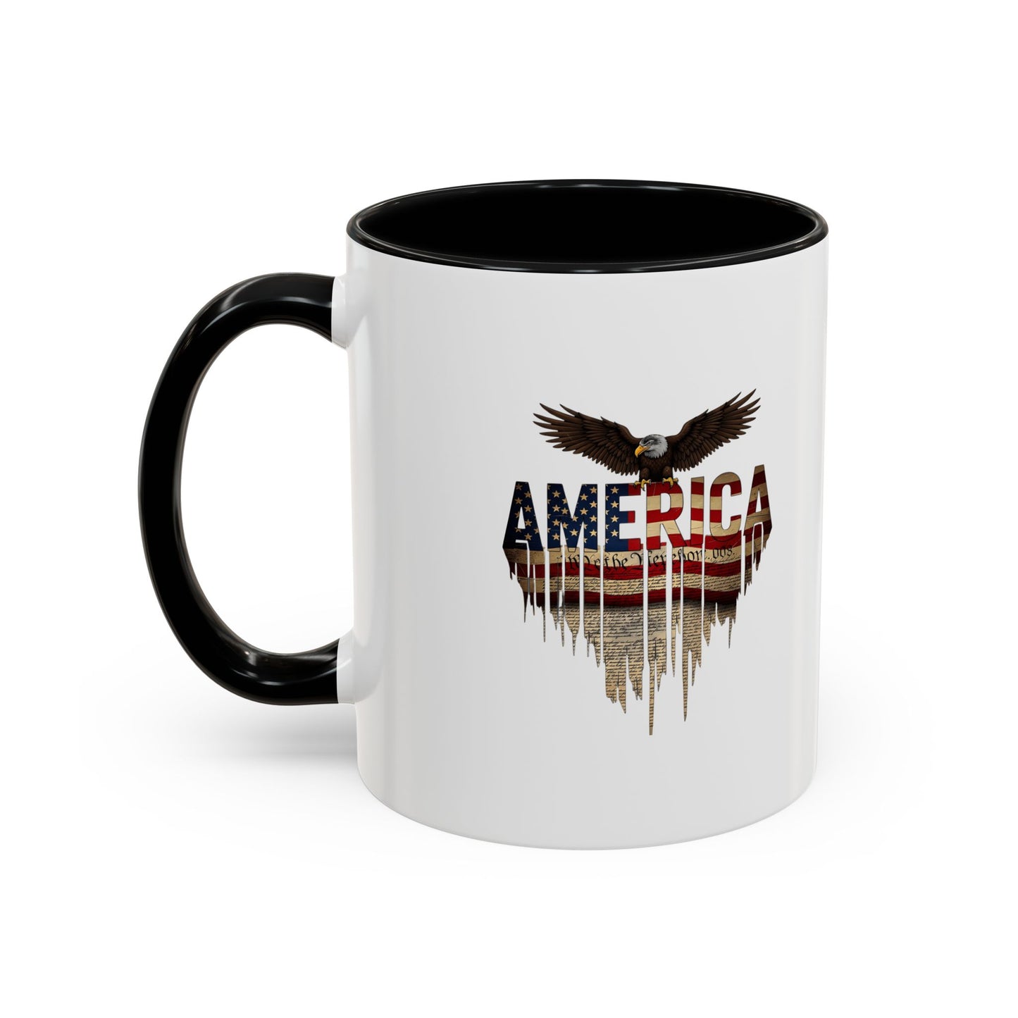 America Eagle Flag Accent Coffee Mug – Patriotic 11/15oz Ceramic