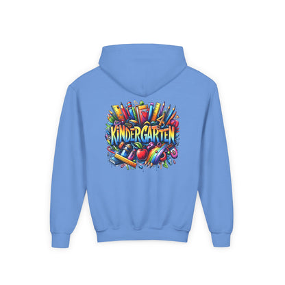 Kindergarten Kids Hoodie — Colorful School Supplies Back-to-School Sweatshirt