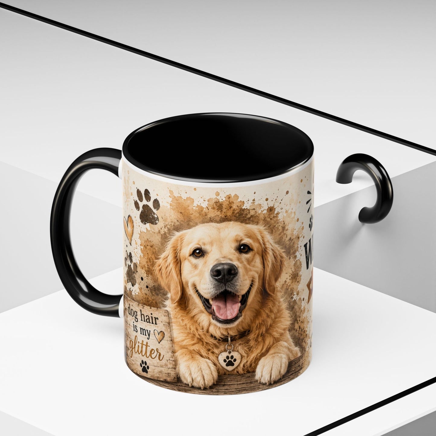 Dog Lover Coffee Mug — "Happiness is a Wet Nose, Wagging Tail" Accent Mug