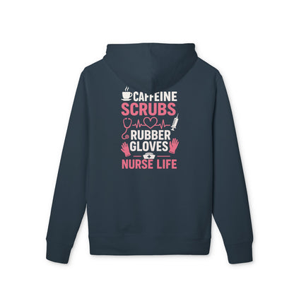 Nurse Life Hoodie – “Caffeine, Scrubs, Rubber Gloves” Graphic