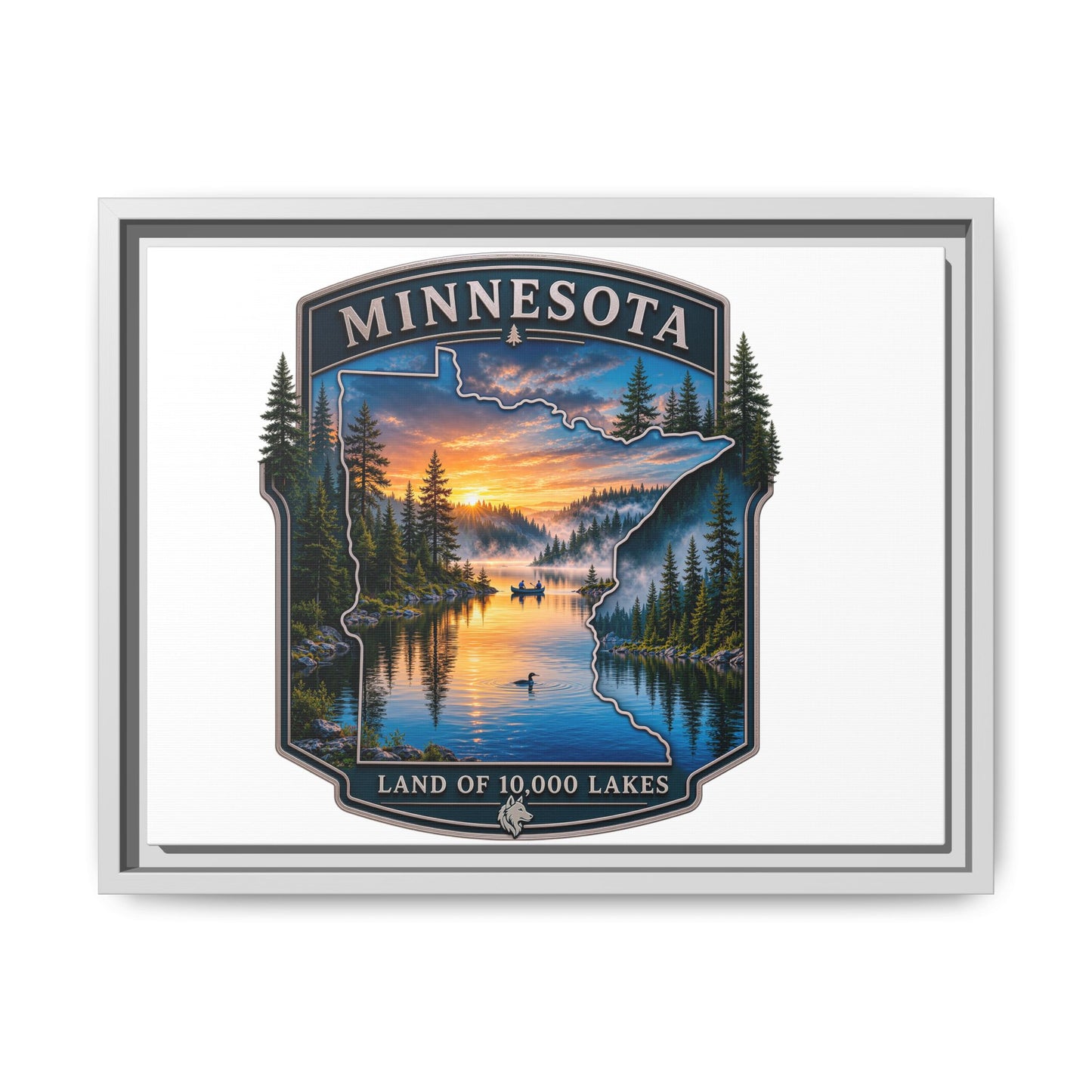 Minnesota Lakes Matte Canvas Print (Framed) — 'Land of 10,000 Lakes' Scenic Wall Art