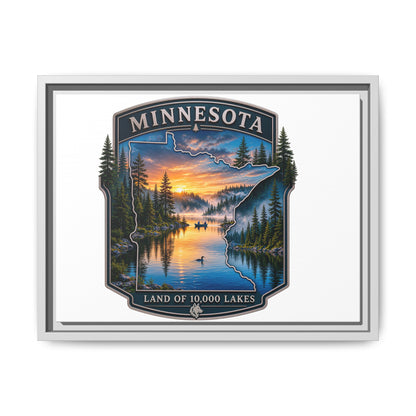 Minnesota Lakes Matte Canvas Print (Framed) — 'Land of 10,000 Lakes' Scenic Wall Art