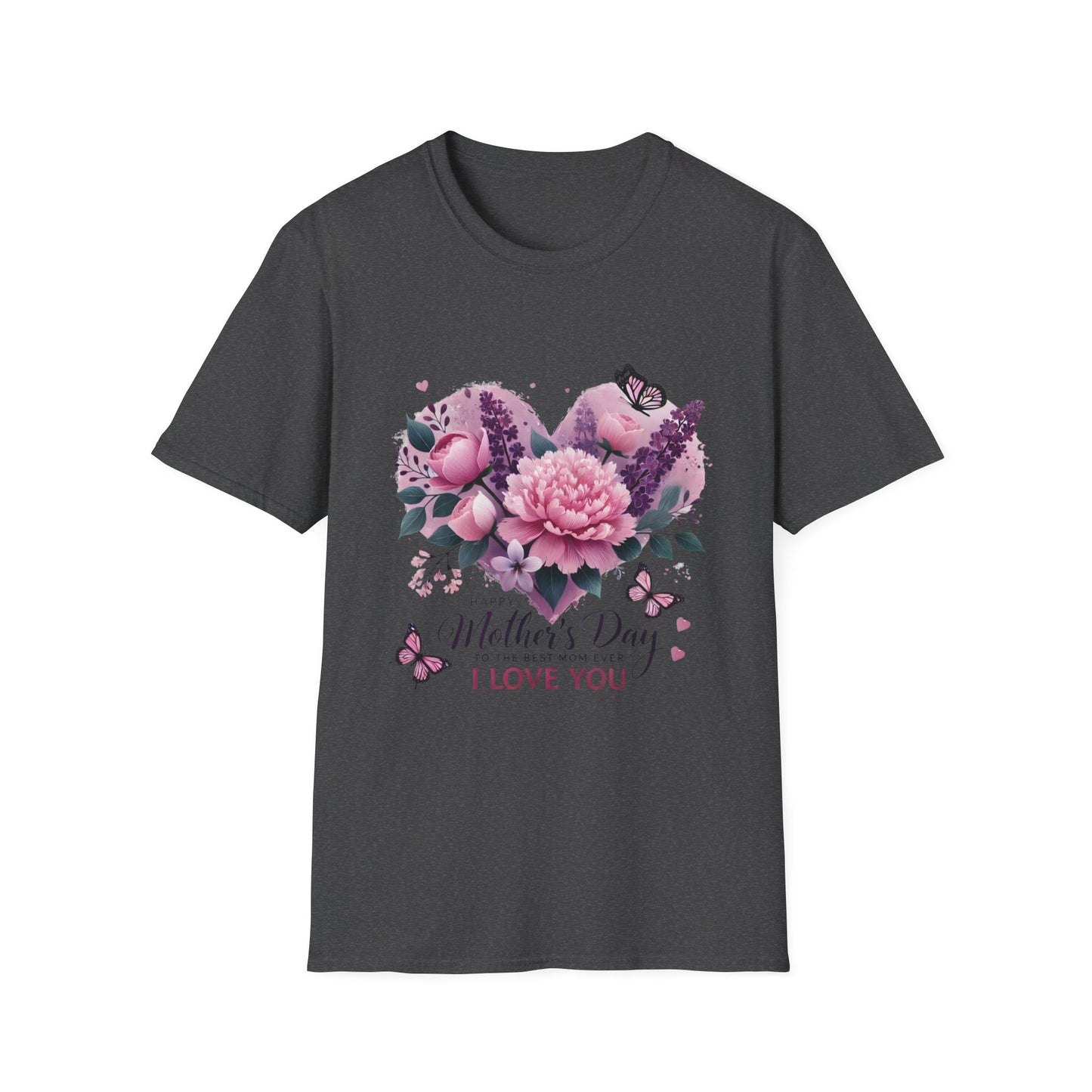 Mother's Day Floral T-Shirt — "Mother's Day I Love You" Heart Bouquet