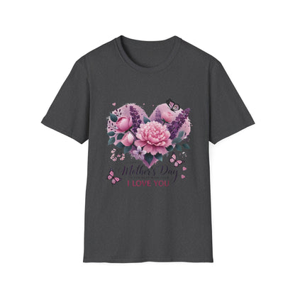 Mother's Day Floral T-Shirt — "Mother's Day I Love You" Heart Bouquet