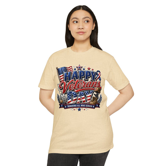Veterans Day T-Shirt - "Happy Veterans Day" Patriotic Military Tribute Tee