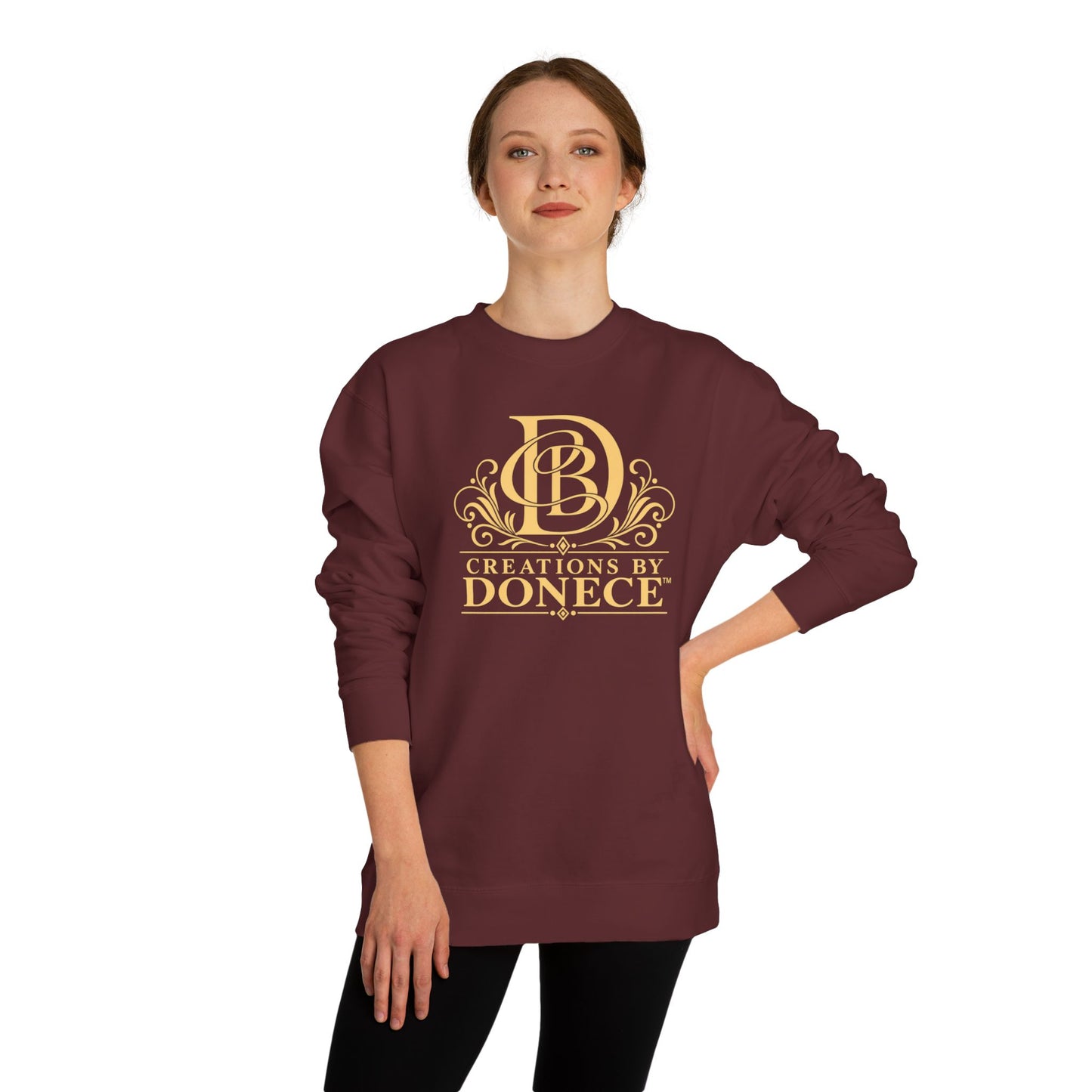 Crewneck Sweatshirt — 'Creations By Donece' Gold Logo Pullover