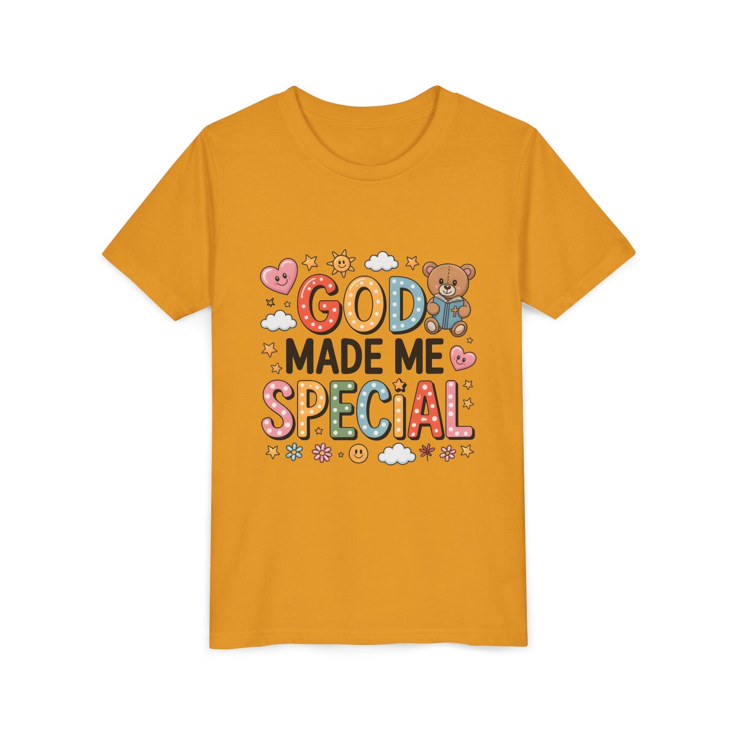Youth Tee — "God Made Me Special" Cute Christian Kids T-Shirt