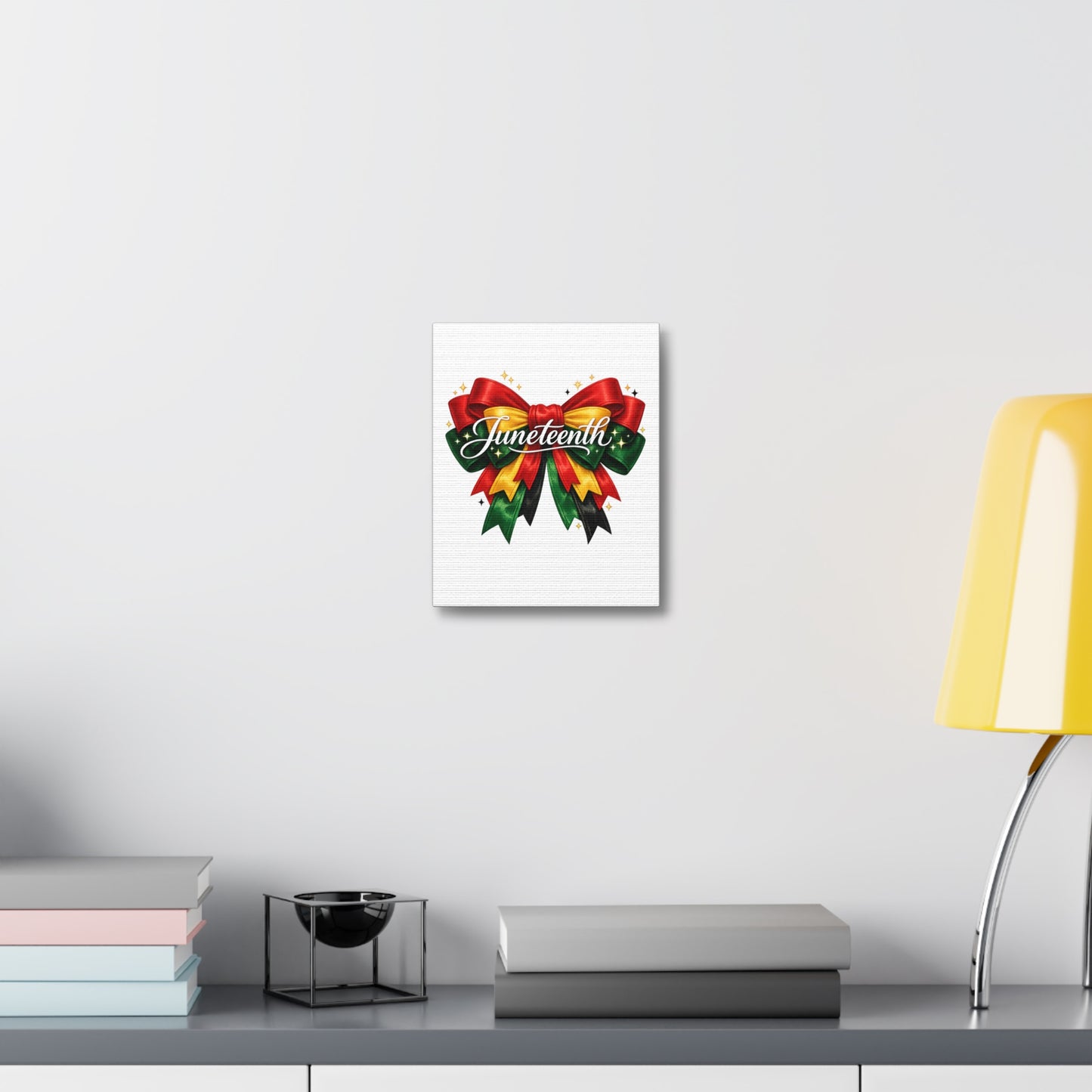 Juneteenth Celebration Stretched Canvas — Pan-African Ribbon Wall Art