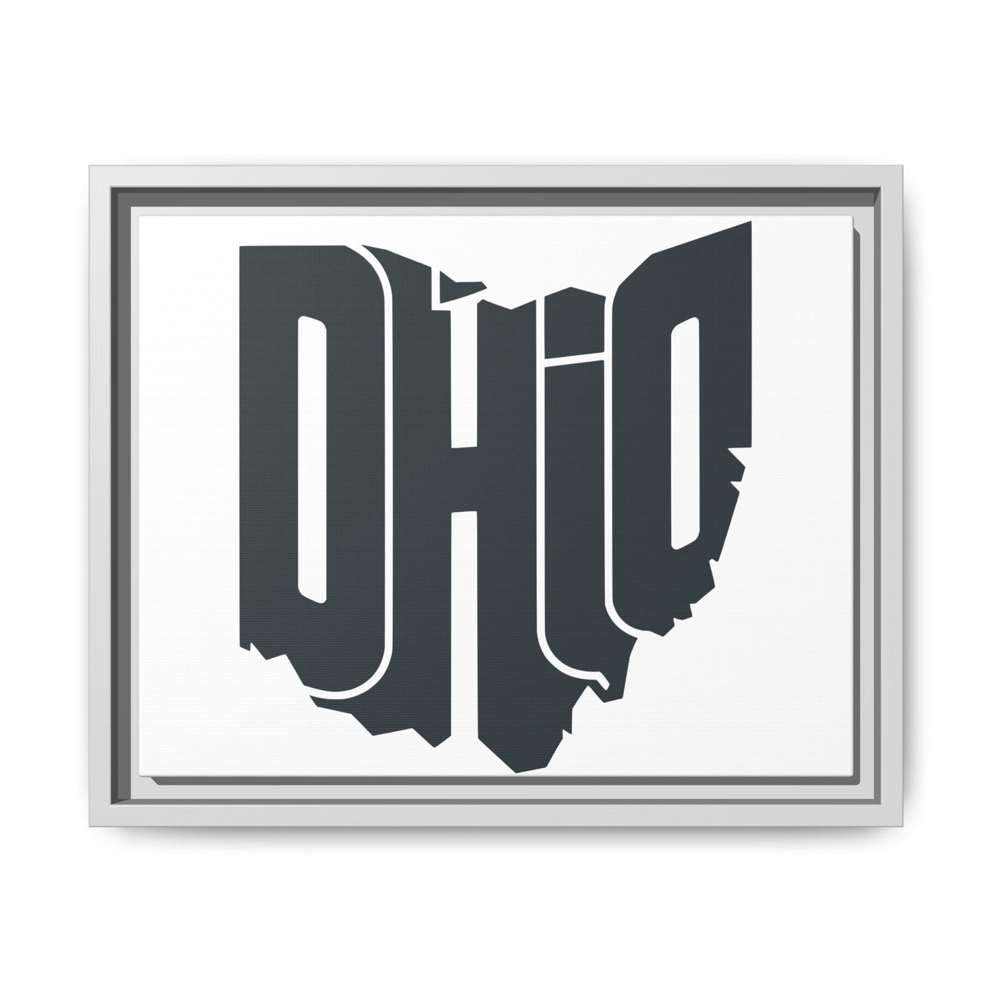 Ohio State Silhouette Matte Framed Canvas — Modern State Wall Art