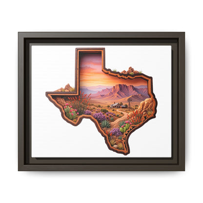 Framed Texas Landscape Matte Canvas — Desert Sunset State Art Print