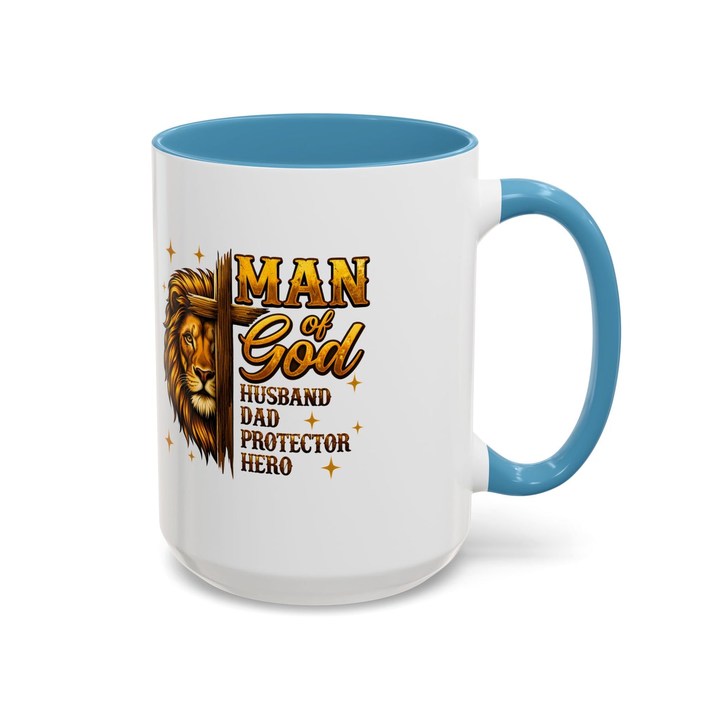 Man of God Lion Coffee Mug — 'Man of God' Religious Gift for Husband, Dad, Protector