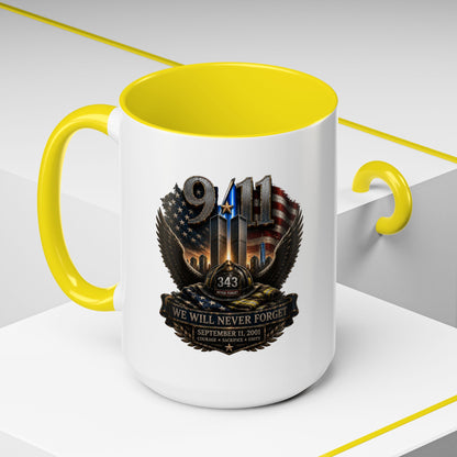 9/11 Memorial Coffee Mug - 'We Will Never Forget' Tribute Accent Mug