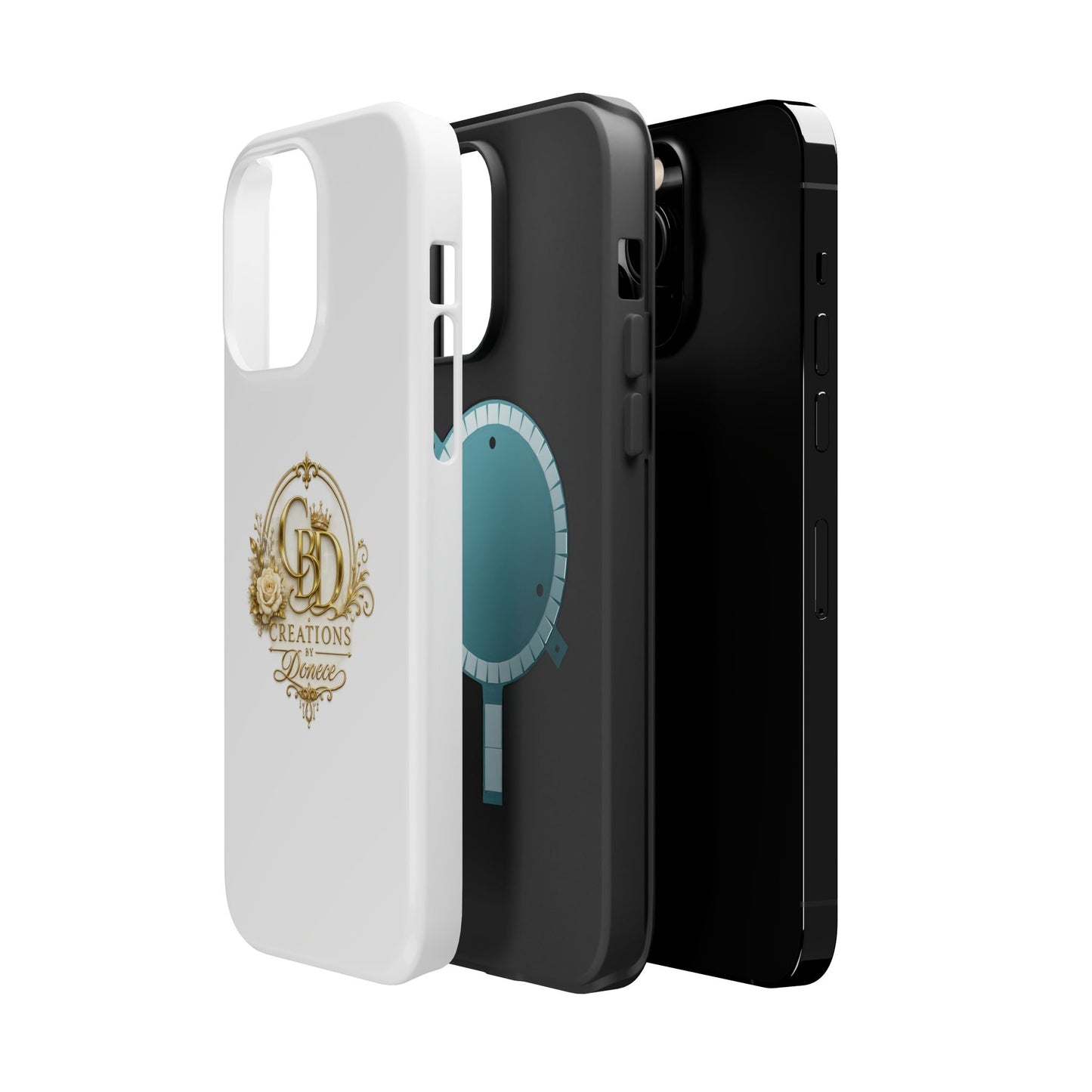 Magnetic Impact-Resistant Phone Case — Gold Floral Crest Logo