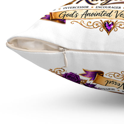 First Lady Faith Pillow — Inspirational Christian Decorative Throw Pillow (Purple Crown, 'Purpose and Passion')
