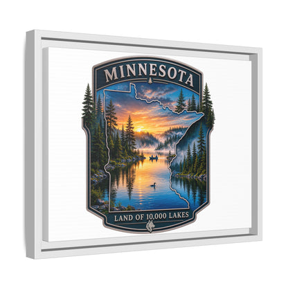 Minnesota Lakes Matte Canvas Print (Framed) — 'Land of 10,000 Lakes' Scenic Wall Art